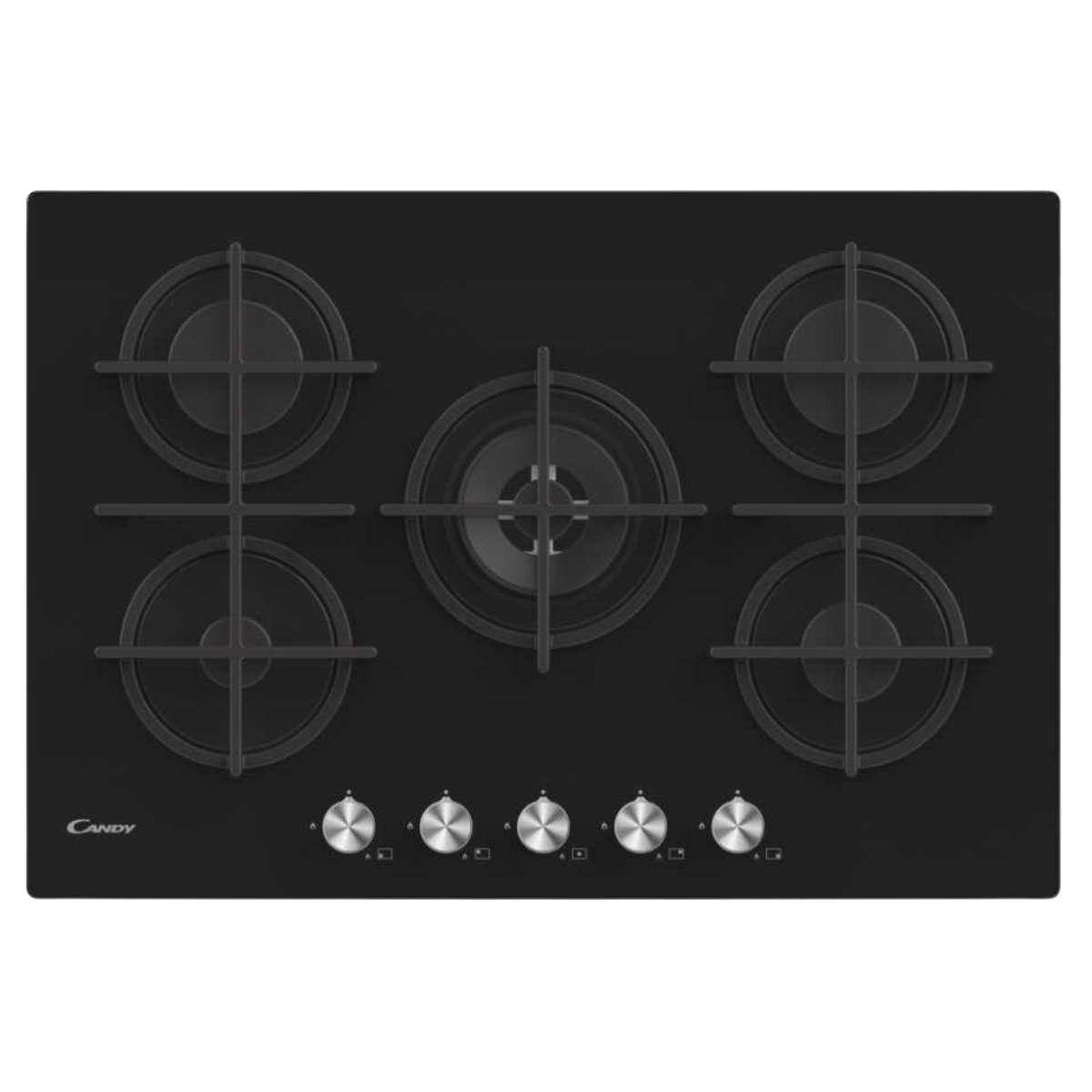 CANDY BUILT IN HOB 75CM 5 BURNERS BLACK GLASS CAST