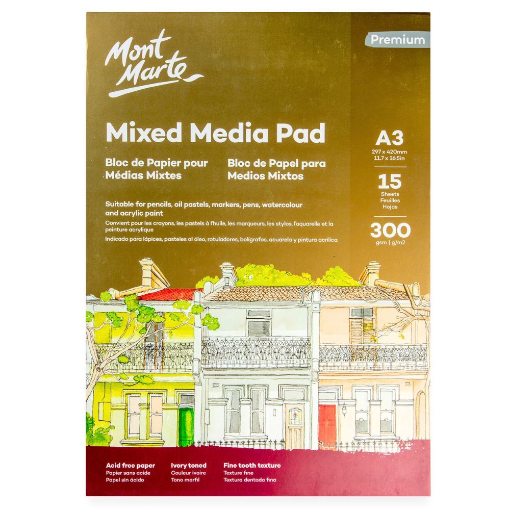 Mixed Media Pad A3 300g 15 Sheet Mont Marte
