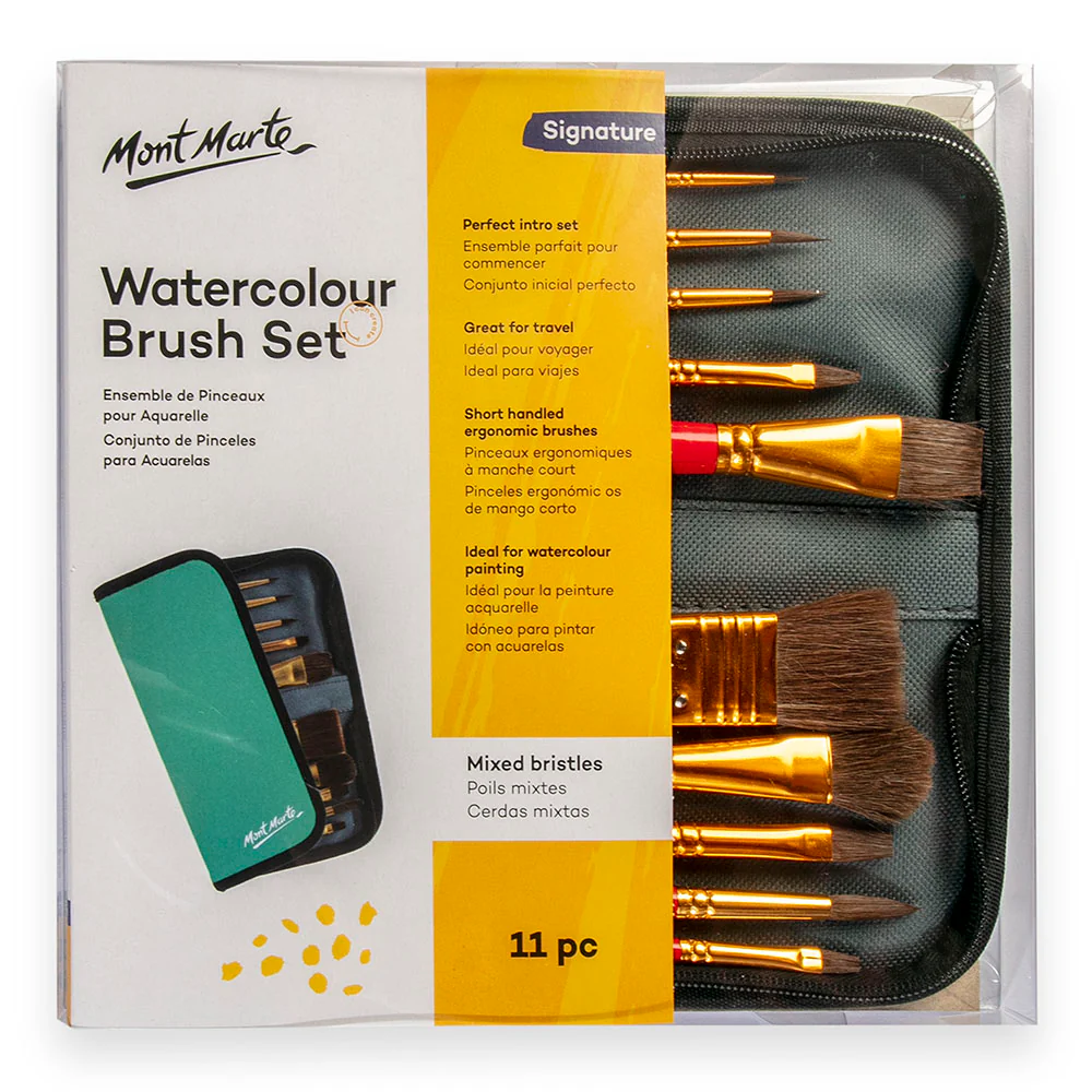 Brush Watercolour In Wallet Set Of 11 Mont Marte