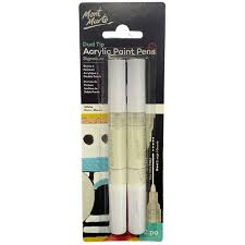 Acrylic Paint Pens Dual Tip White Set Of 2pcs Mont Marte