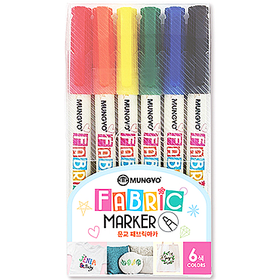 Fabric Marker Fine Tip Mungyo Set Of 6 Colors FMF6A