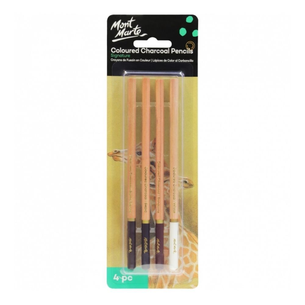 Charcoal Coloured Pencils Set Of 4 Mont Marte