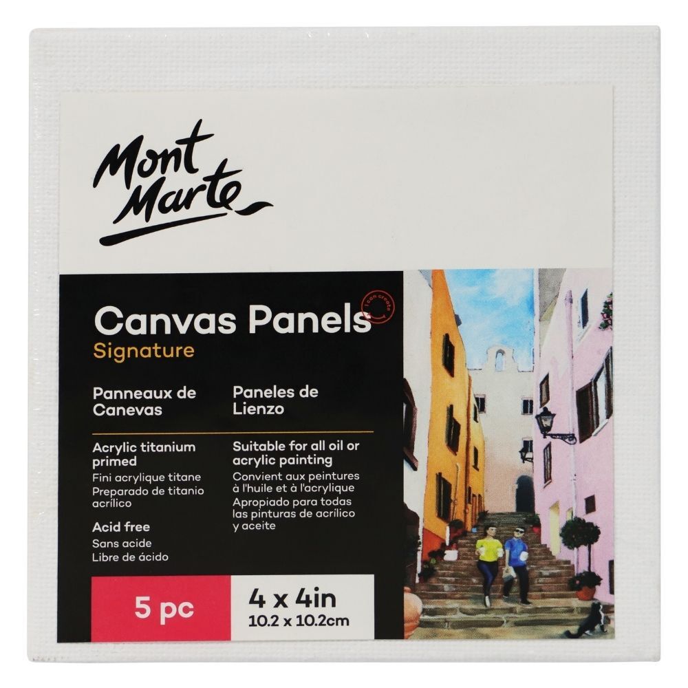 Canvas Panels 10.2x10.2cm Pack Of 5 Mont Marte