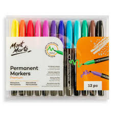 Permanent Markers Set Of 12pcs Mont Marte