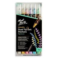 Metallic Dot Markers Dual Tip Set Of 6pcs Mont Marte