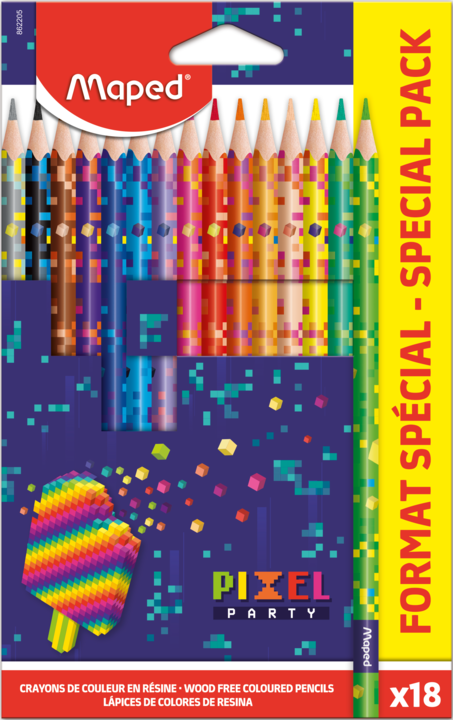 Colour Pencils Pixel Party x 18pcs Box MAPED 862205