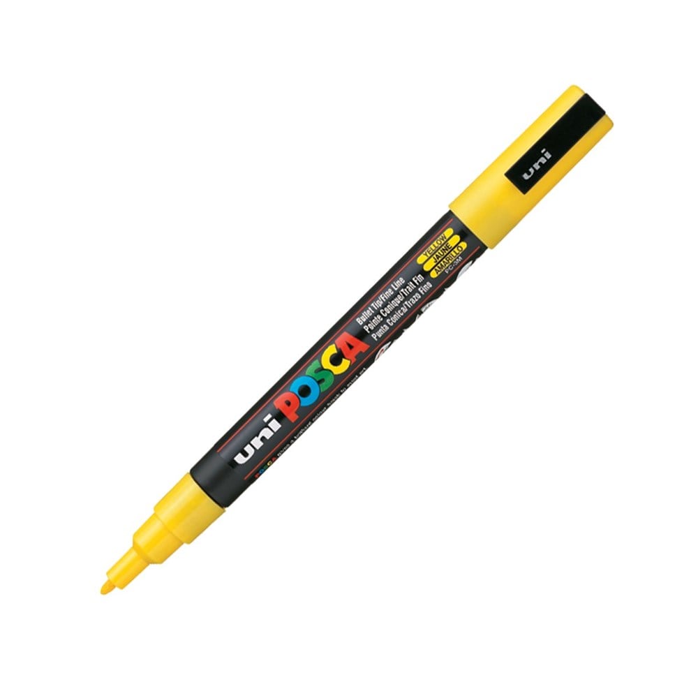 Marker Fine Cone Tip 0.9-1.3mm Yellow POSCA Uni