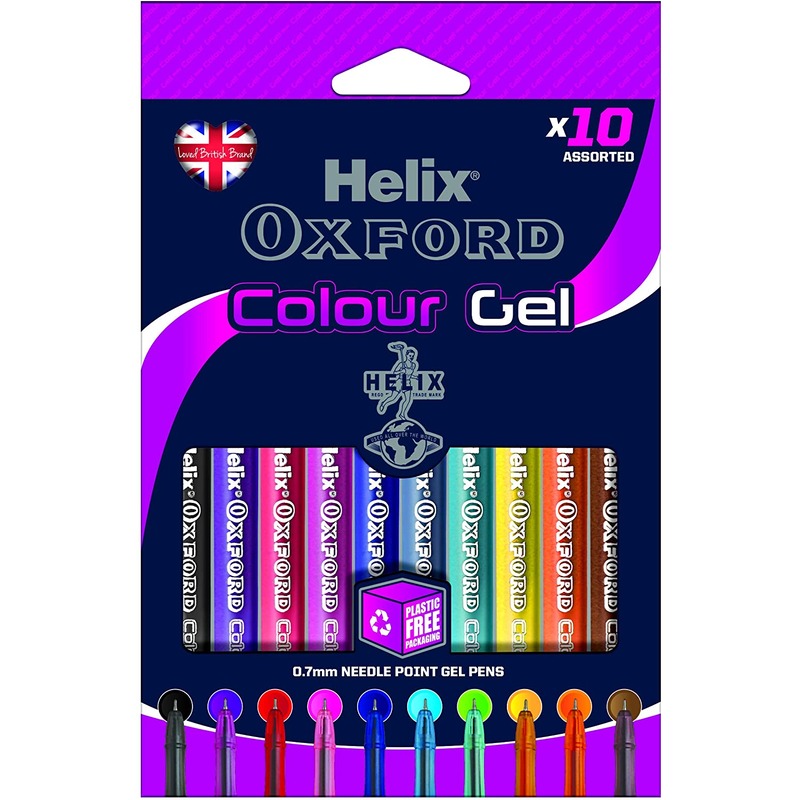 Gel Pen Pack of 10 Assorted Oxford Helix 226810