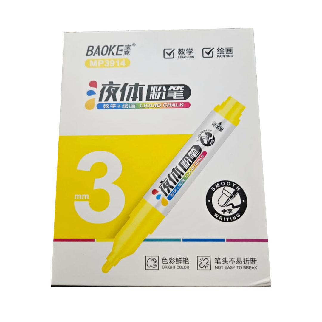 Liquid Chalk Marker Yellow BAOKE 3914