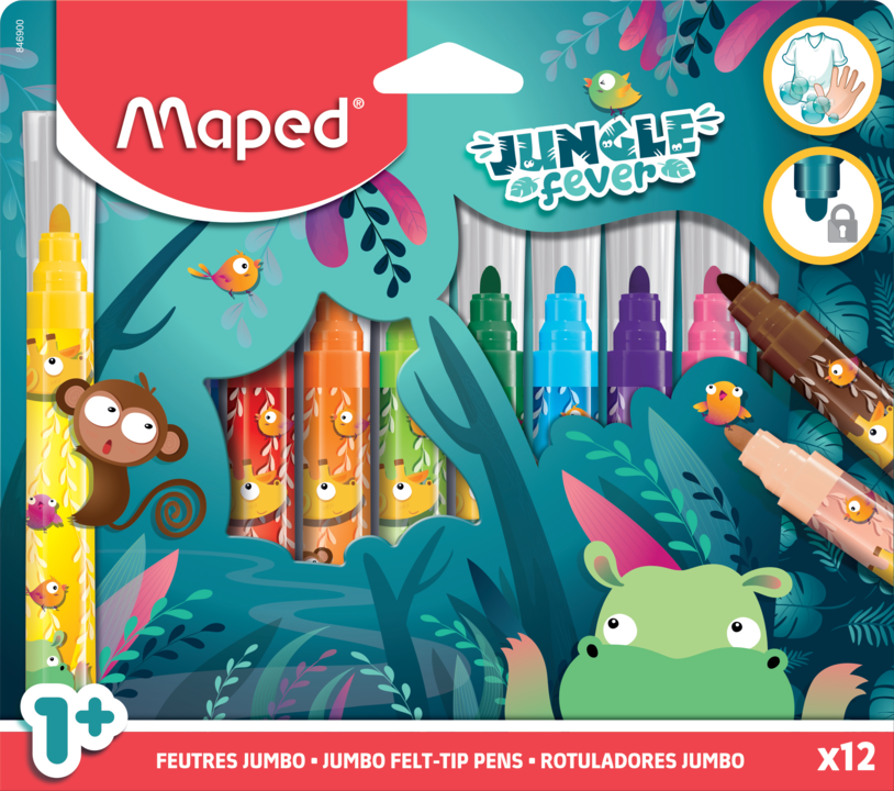 Felt Tips Pens Jumbo Jungle Fever X 12pcs MAPED 846900