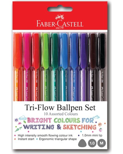 Triflow Multicolour 1 MM Ballpoint Pens Pack Of 10 Faber Castell 340808
