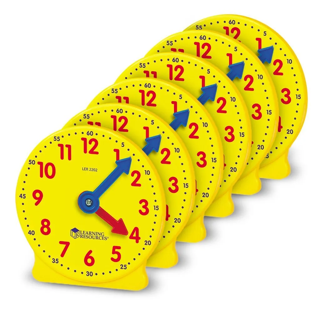 Set Of 6 Extra Geared Mini-Clocks LEARNING RESOURCES LER2202