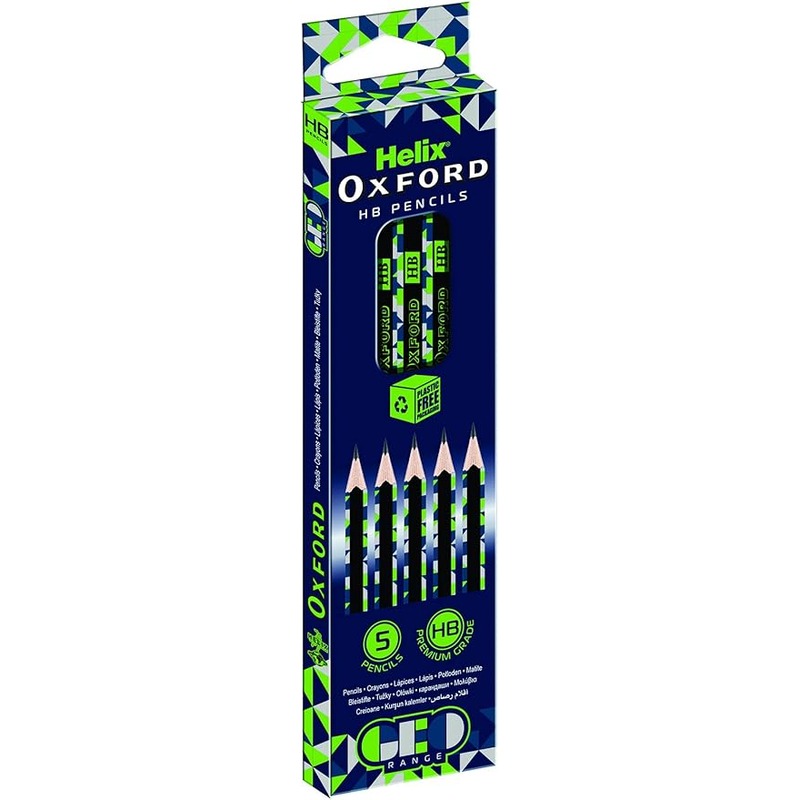 5x Crayons HB OXFORD 'Geo' Range - GREEN 856202