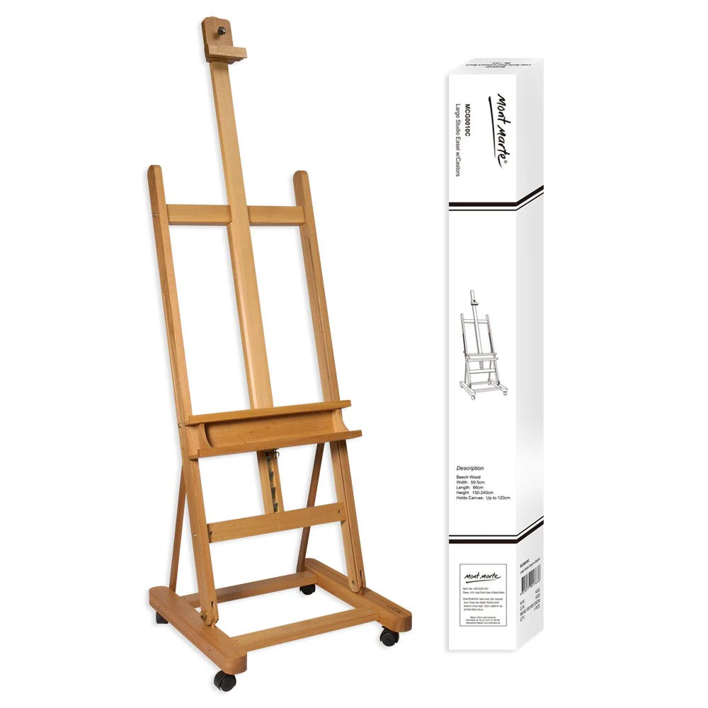 Easel Studio Large With Castors Beech Wood Mont Marte