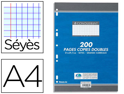 Copies Doubles Seyes Perforees 200 Pages A4 70G  Ref: Ox085
