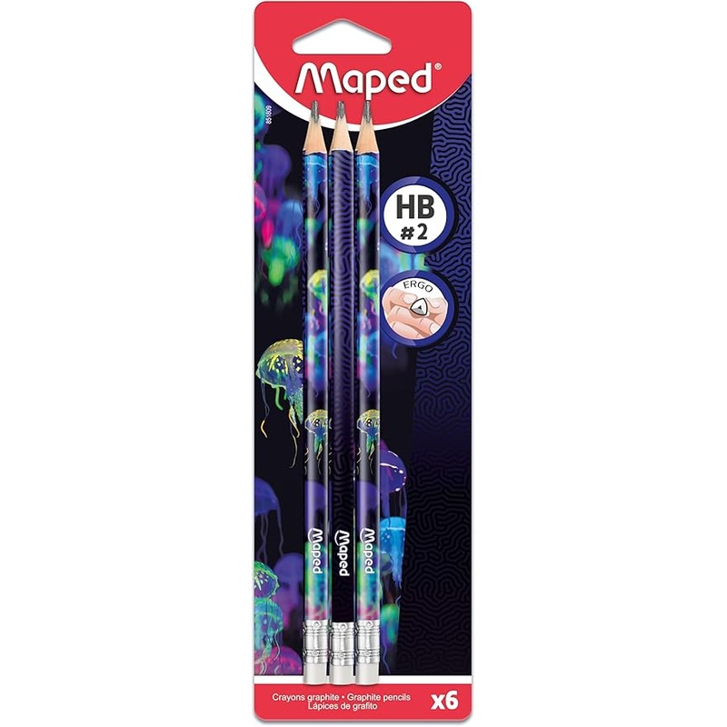 Crayon Graphite HB Bout Gomme Deepsea Blister x 6 MAPED 851809