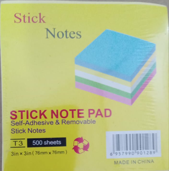 Sticky Notes Pad 3X3 Inch 500Sheets Pastel BKESN3X3-5