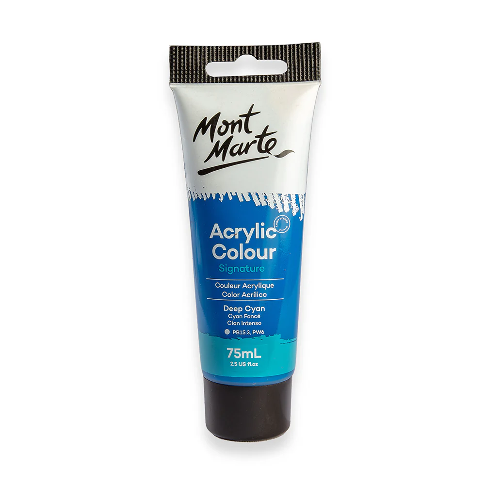 Acrylic Paint 75ml Colour Deep Cyan Blue Mont Marte