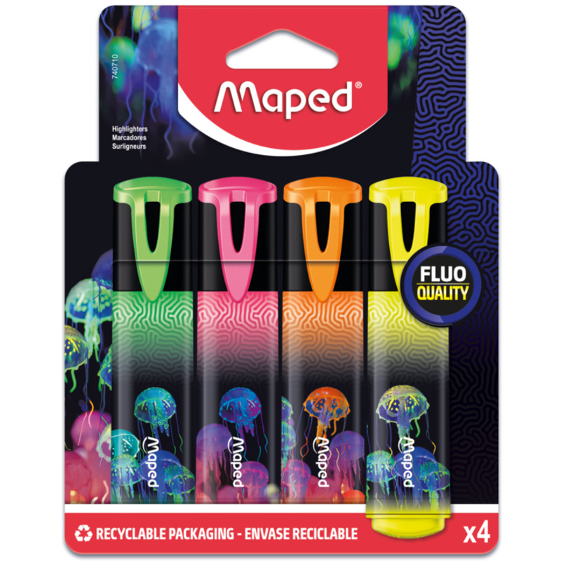 Highlighter Teens Deepsea x4pcs Blister MAPED 740710