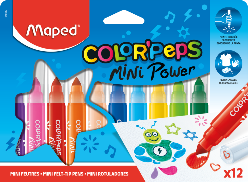 Felt Tips Pens Colorpeps Mini Jumbo Box X 12 MAPED 846612