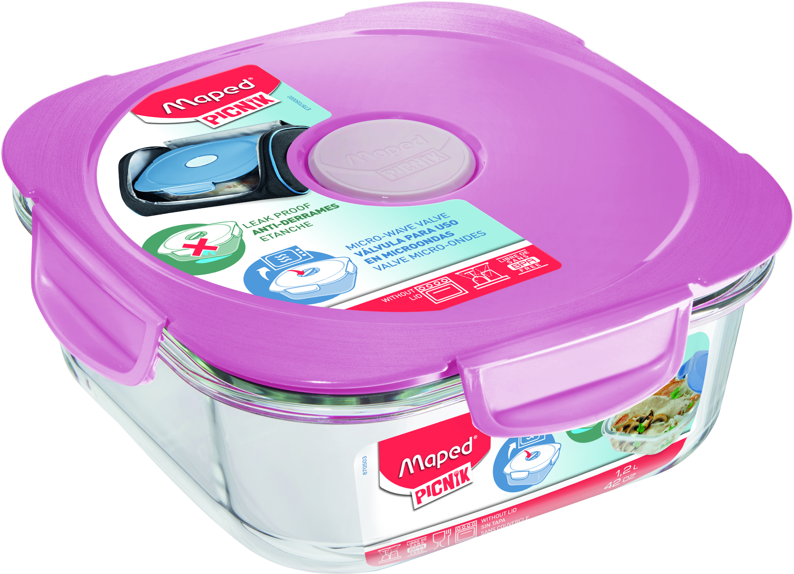 Lunch Box Glass Tender Pink Concept MAPED PICNIK 870501