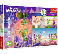 Puzzle 24 Maxi Curious Diplodocus Dragon Human Film Smok Diplodok Trefl 14376