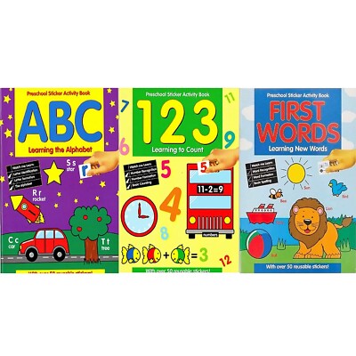 Preschool Sticker Activity Book - 123/ ABC/ FIRST WORDS
