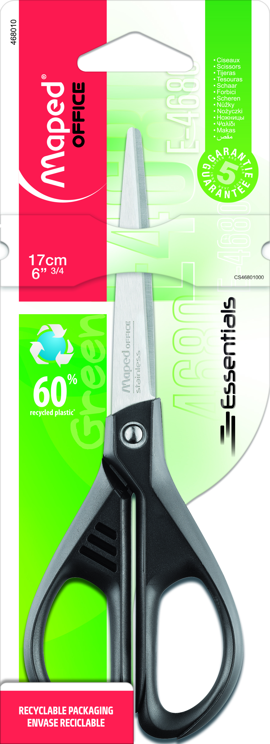 Scissors Essentials Symmetrical Green 17CM MAPED 468010