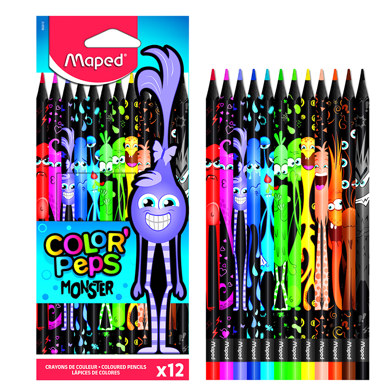 MAPED MONSTER COLOUR PENCIL X12 REF 862612