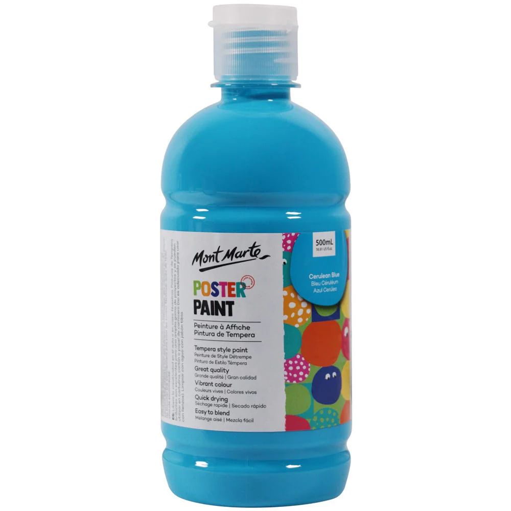Poster Paint 500ml Cerulean Blue Mont Marte
