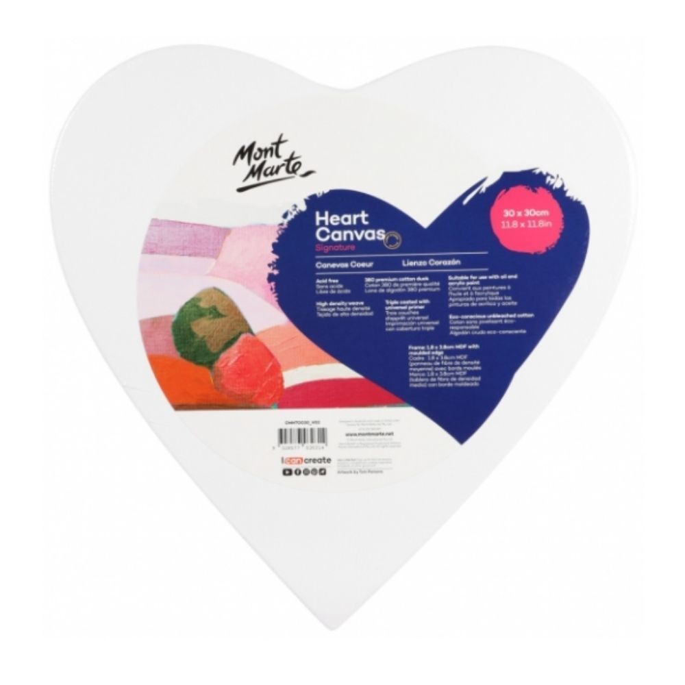 Canvas Heart Shaped 30x30cm Mont Marte
