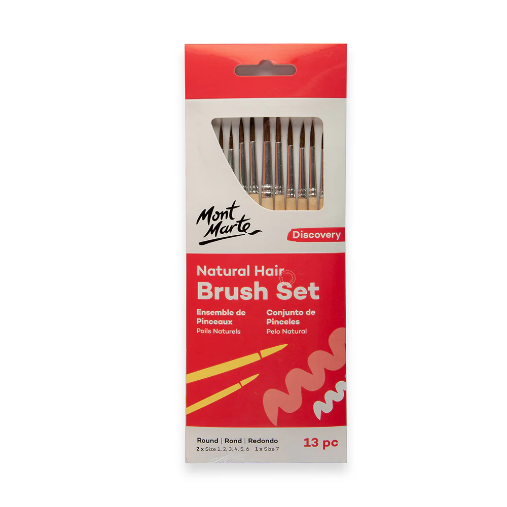 Brush Round Natural Hair Set Of 13 Mont Marte