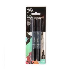 Acrylic Paint Pens Dual Tip Black Set Of 2pcs Mont Marte
