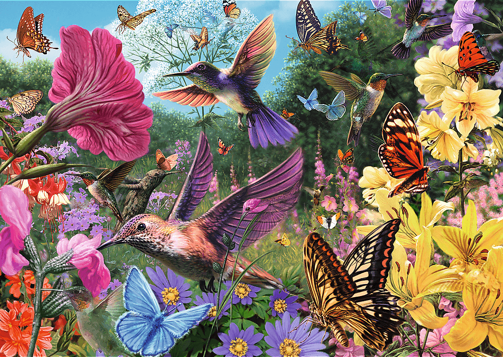 Puzzles 1000pcs Premium Plus Tea Time Hummingbird Garden Trefl 10806