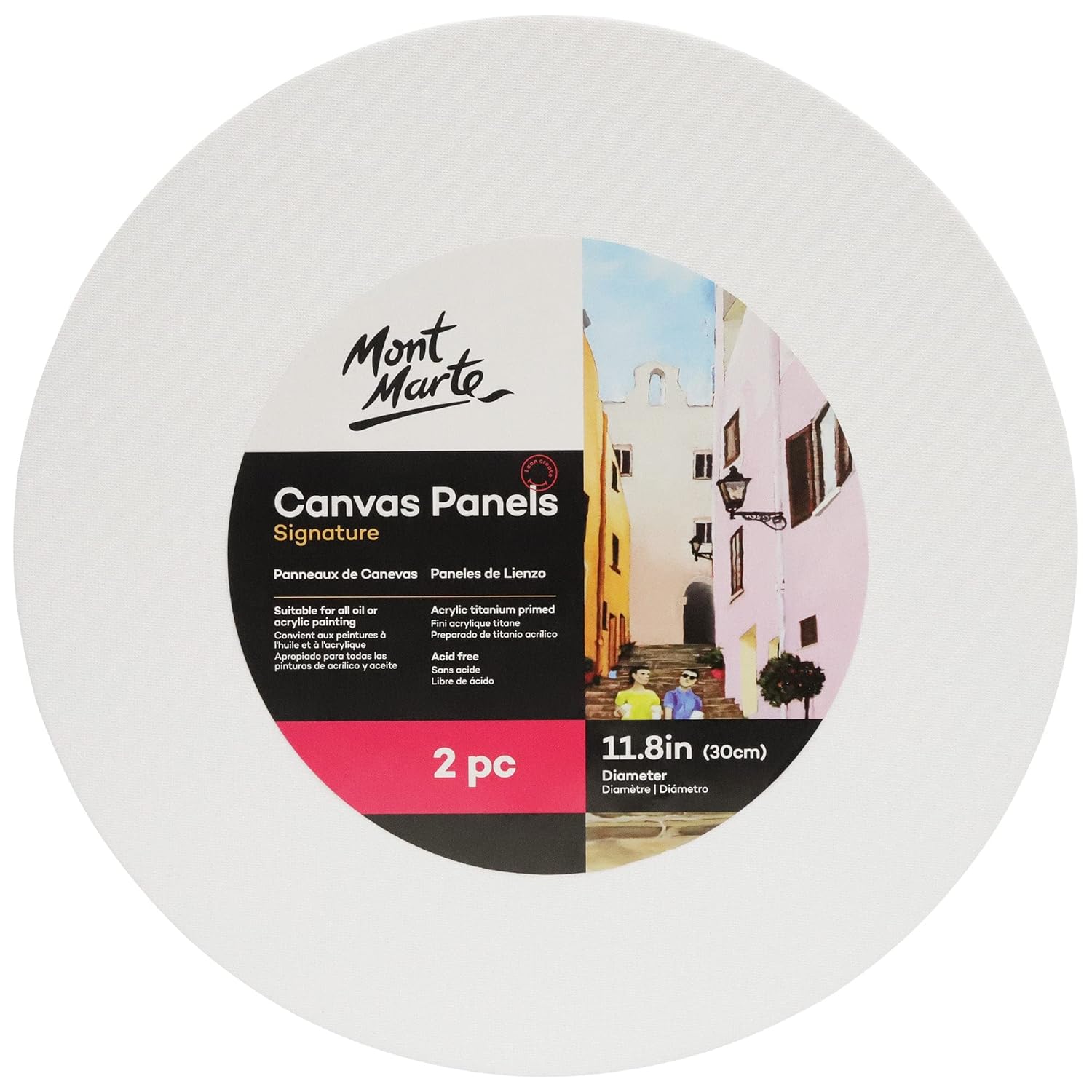 Canvas Panels Round 30cm Pack Of 2pcs Mont Marte