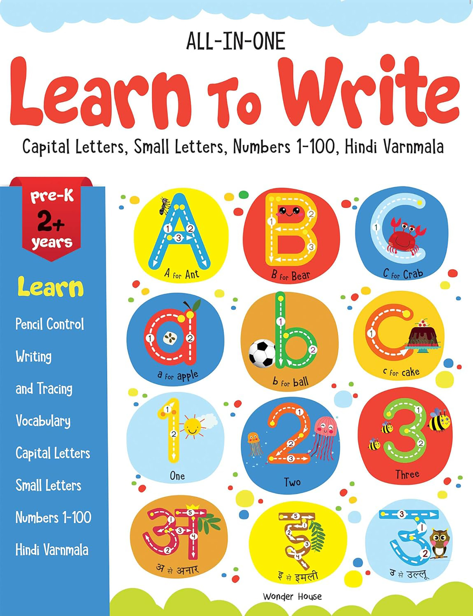 All in one - Learn to write: Capital letters Small letters Numbers 1-100