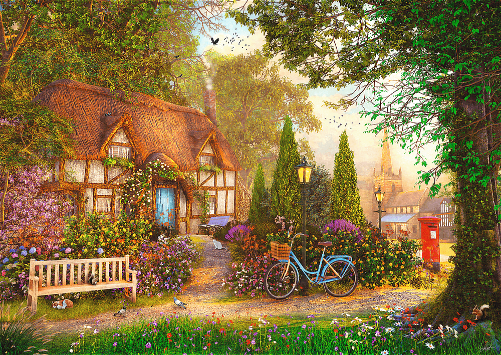 Puzzles 1000pcs Premium Plus Tea Time Thatched Cottage Trefl 10803