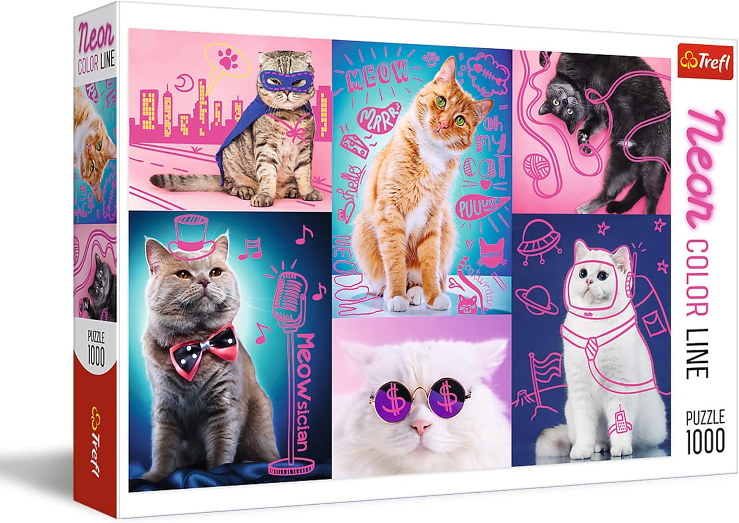 Puzzles -  1000 Neon Color Line  - Super cats   Trefl