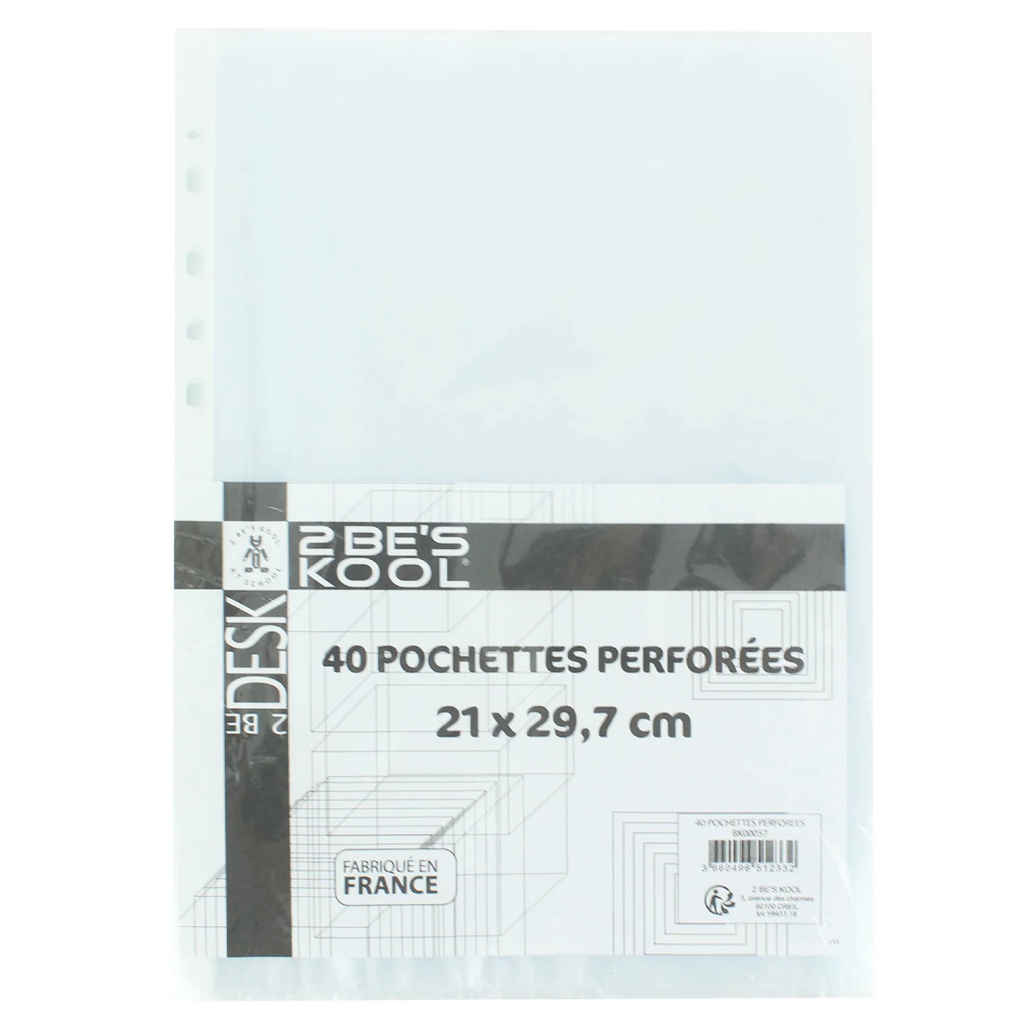 Lot de 40 Pochettes Plastique A4 Perforé Stokomani 0499