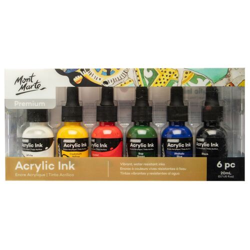 Acrylic Ink 20ml Set Of 6 Mont Marte