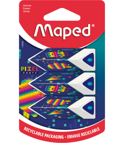 Gomme Pixel Party Pyramide x 3 Blister MAPED 119522