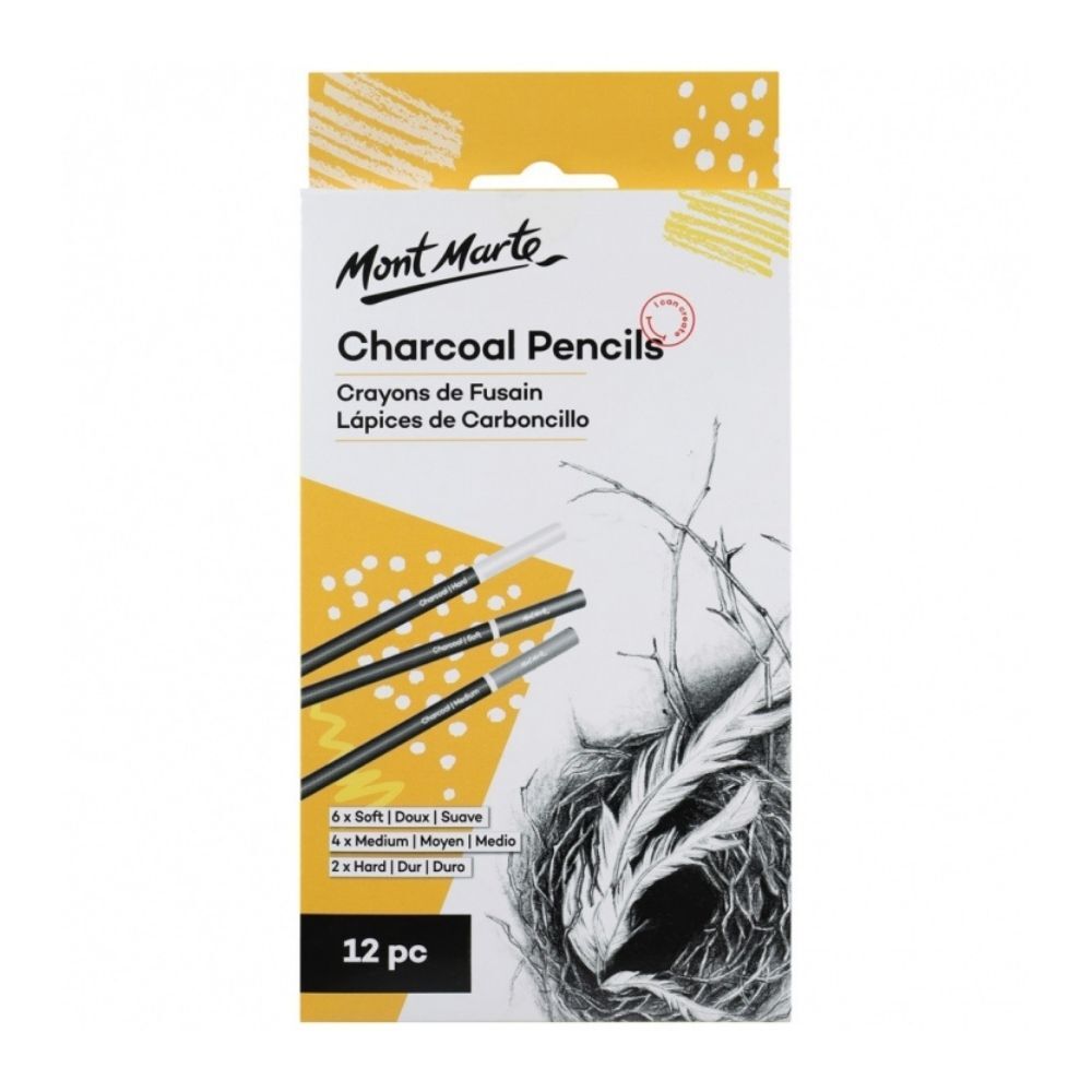 Charcoal Pencils Set Of 12 Mont Marte