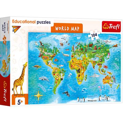 Puzzles 104 Educational  World map  English version 15570