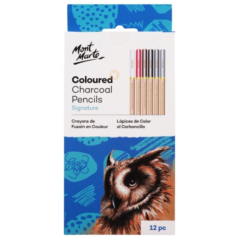 Charcoal Coloured Pencils Set Of 12 Mont Marte