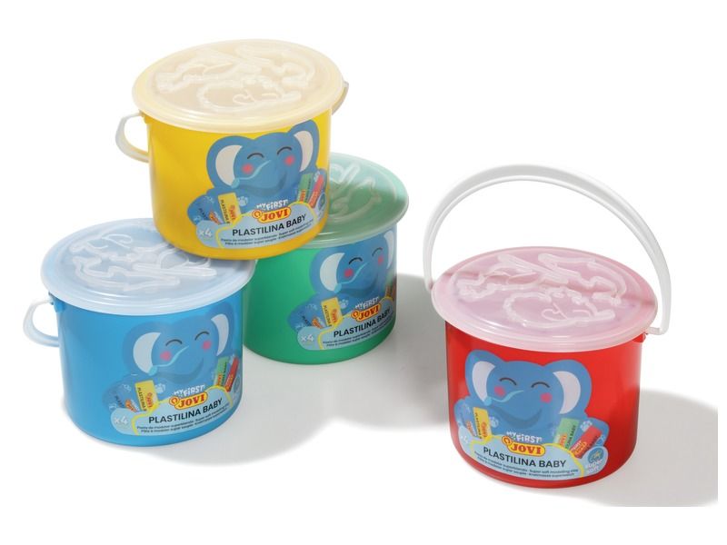 Pâte A Modeler Super Souple 38g Plastilina Baby Kit Scolaire Seau De 4 Pains JOVI Ref 371-40