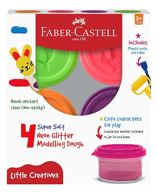 Modelling Dough Neon Glitter Set of 4 Faber Castell 370854