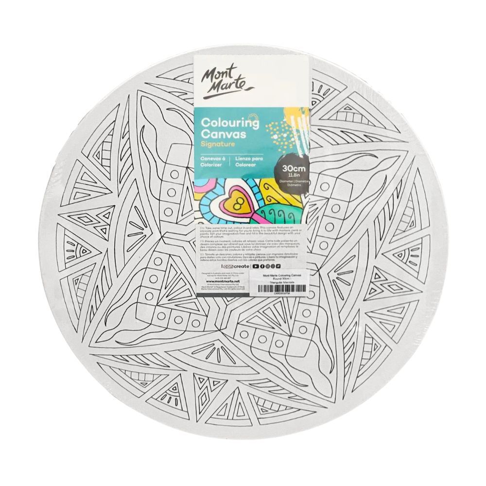 Canvas Mandala Round 30cm 4 Assorted Design Mont Marte