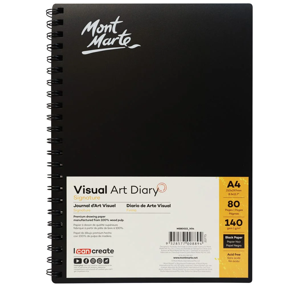 Diary Black Visual Art A5 80PGS 140g Mont Marte