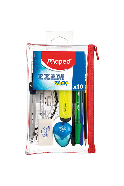 Exams Kit 10pcs + Transparent Pencil Case MAPED 899704
