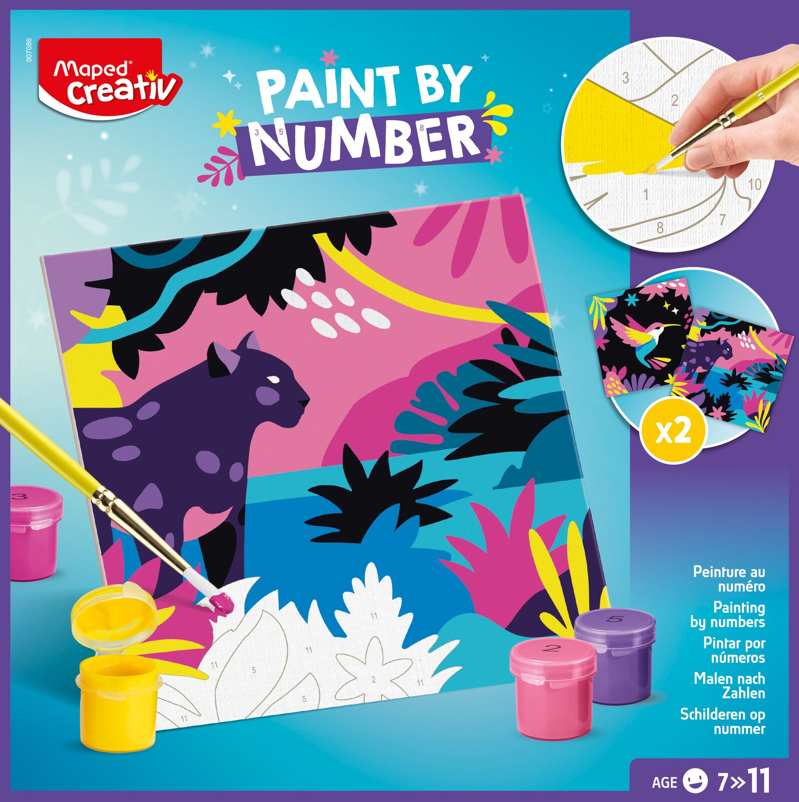 Paint By Numbers Jungle Leopard  - Birds MAPED CREATIV 907086